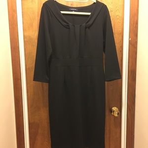 3/4 Sleeve Black Cotton Dress